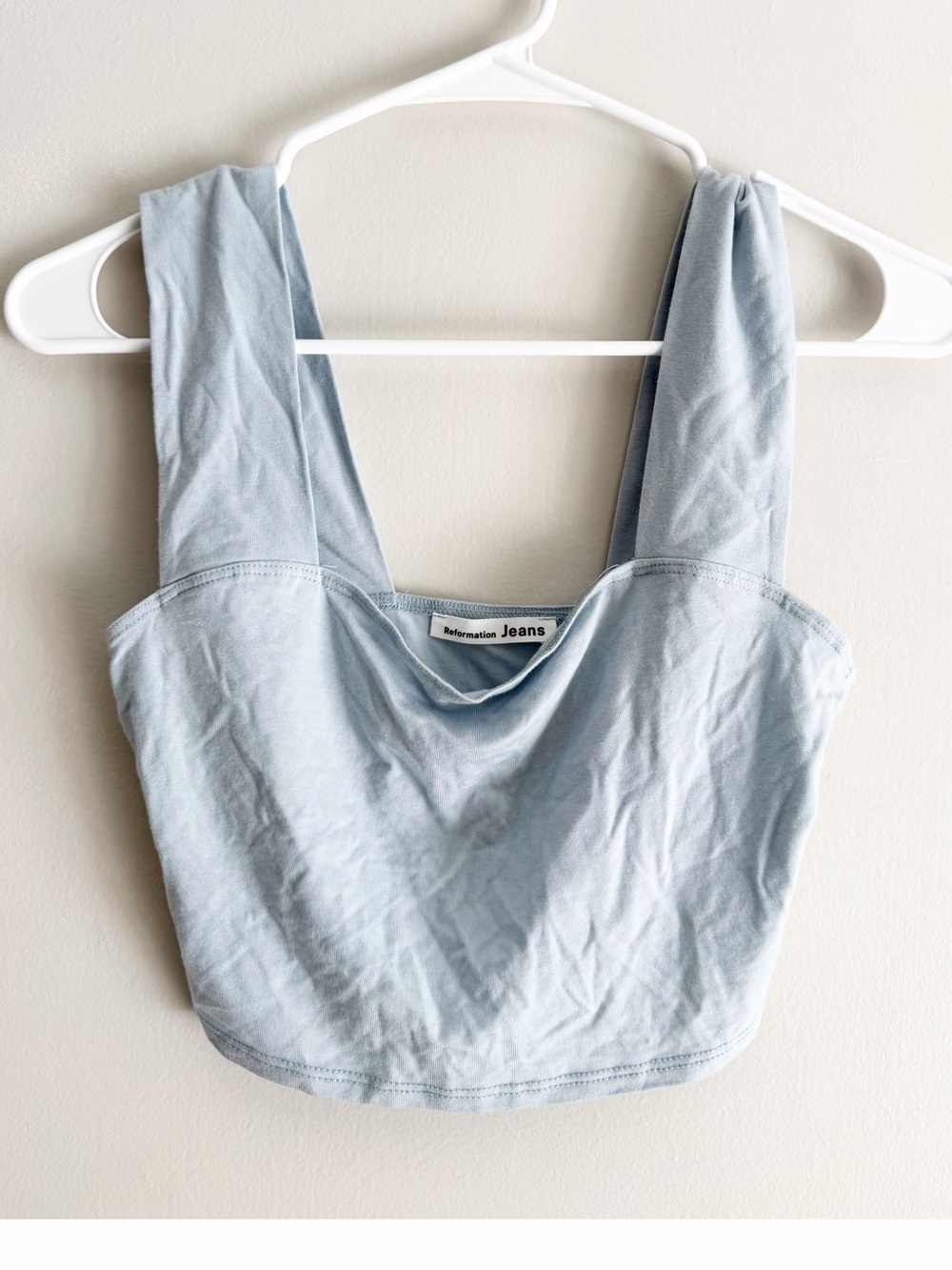 Reformation wide strap crop tank blue size extra small